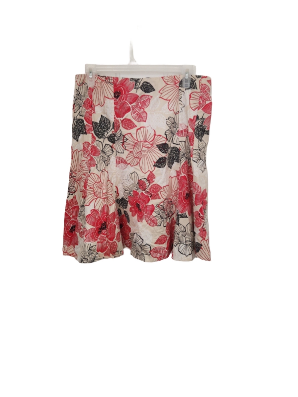 New York & Company A-Line Skirt Size 10 Beige Red Floral